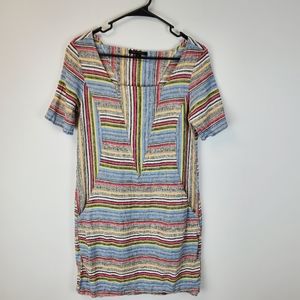 For Cynthia Multi stripe linen blend sheath S